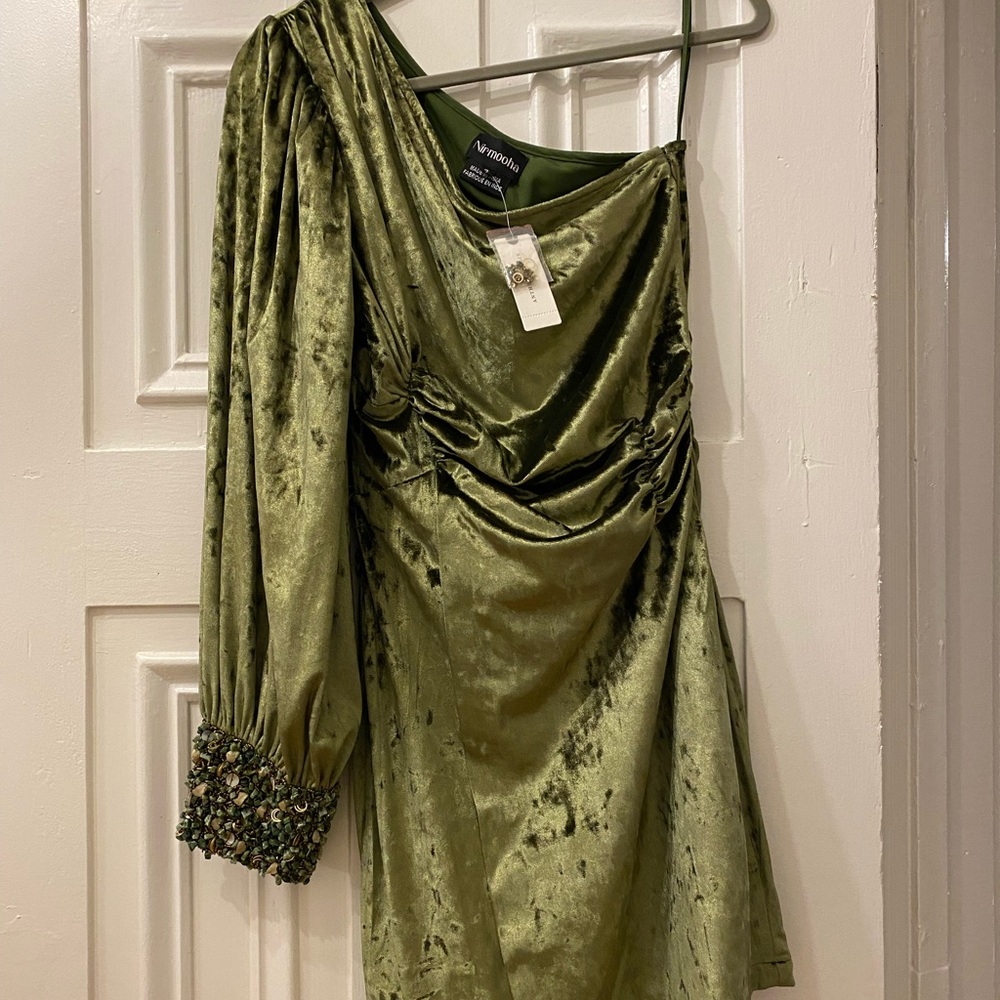 NWT Anthropologie - Nirmooha Green Velvet Dress